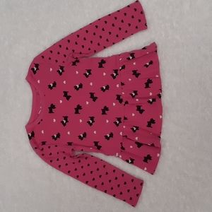 Jumping Beans Girls Pink and Black Peplum Scotty Dog Shirt Size 3T